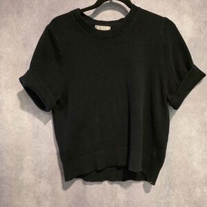J. Crew Black Short-Sleeve Knit Sweater